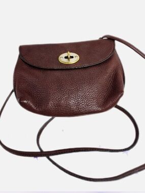 Fossil Brown Monica Pebble Soft Leather Crossbody Sling Bag, Front Flap